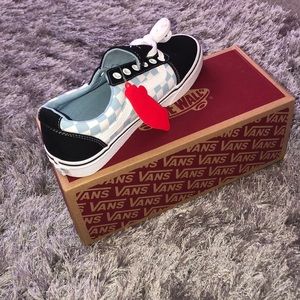 Low top Blue,white black checkered vans brand new